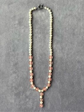 NWOT Tuckernuck Pearl and Pink Jade Necklace